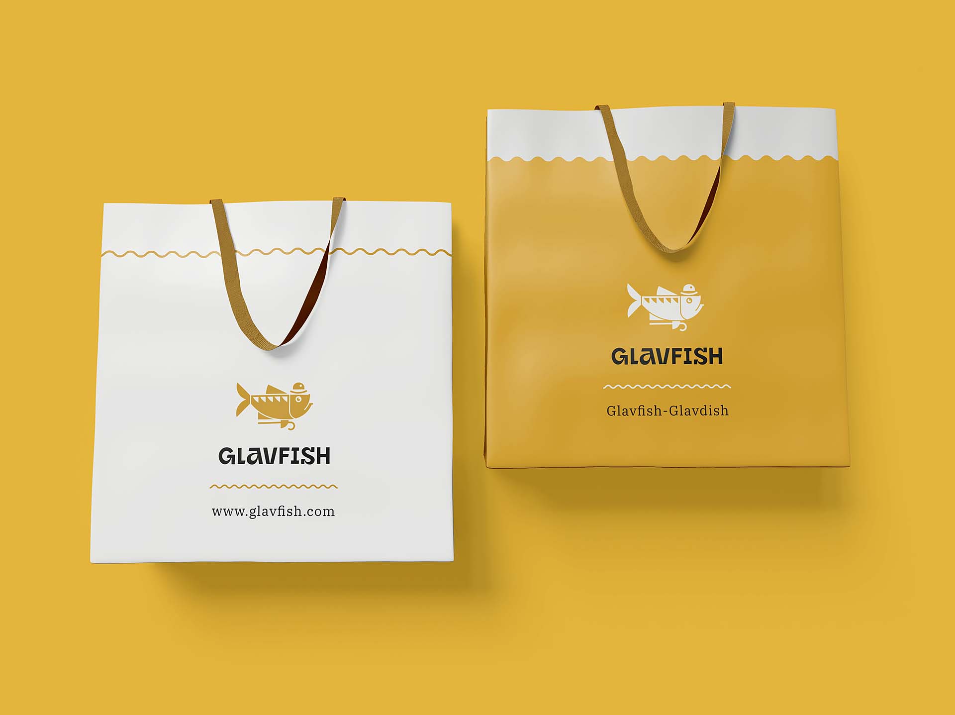 Разработка фирменного стиля для Glavfish - бумажный пакет
